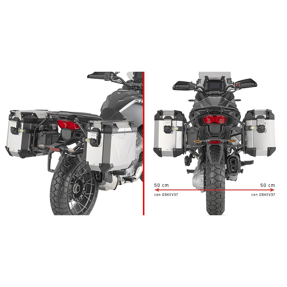 GIVI PLO8208CAM Portavaligie laterale PL ONE-FIT per valigie MONOKEY Trekker Outback - Canyon per GUZZI STELVIO 1000 2024 / 2026