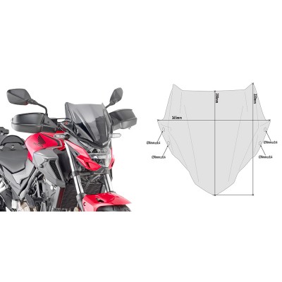 Kit Cupolino GIVI 1176A Fumé con Attacchi A1176A per Honda CB 500 F