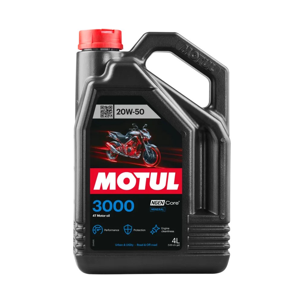 Olio Motore MOTUL 3000 4T 20W-50 Minerale Custom Harley-Davidson 4L