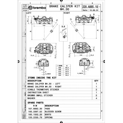 Kit Pinze Freno Anteriore BREMBO M50 Radiali Monoblocco 100mm Titanio