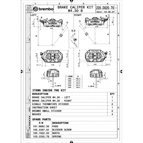 Kit Pinze Freno Anteriori BREMBO STYLEMA Radiali Monoblocco 100mm Nero