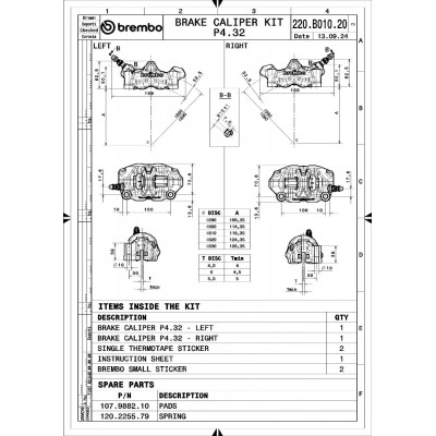 Kit Pinze Freno Anteriori BREMBO RACING GP4-RX Radiali CNC 100mm Nichel