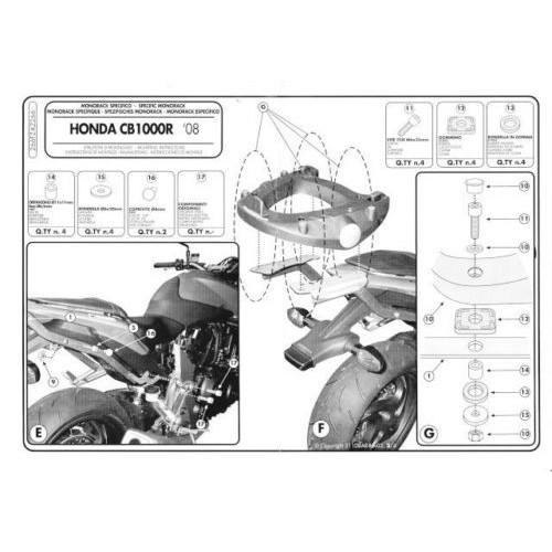 GIVI Attacco posteriore per bauletto MONOKEY - MONOLOCK per HONDA CB 1000 R 2008 / 2017