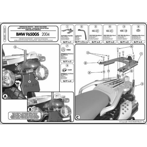Attacco Bauletto GIVI SR685 con Piastra Monokey per Moto BMW 650 GS