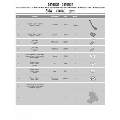 GIVI Kit di attacchi specifico per 5107DT per BMW F 700 GS 2013 / 2017