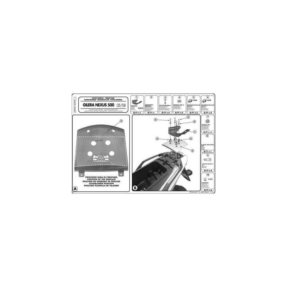 Attacco Posteriore GIVI E682M Monolock per Gilera Nexus 125 250 300 500