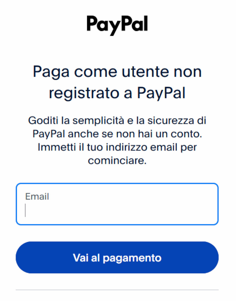 Pagamento con Paypal da non registrato